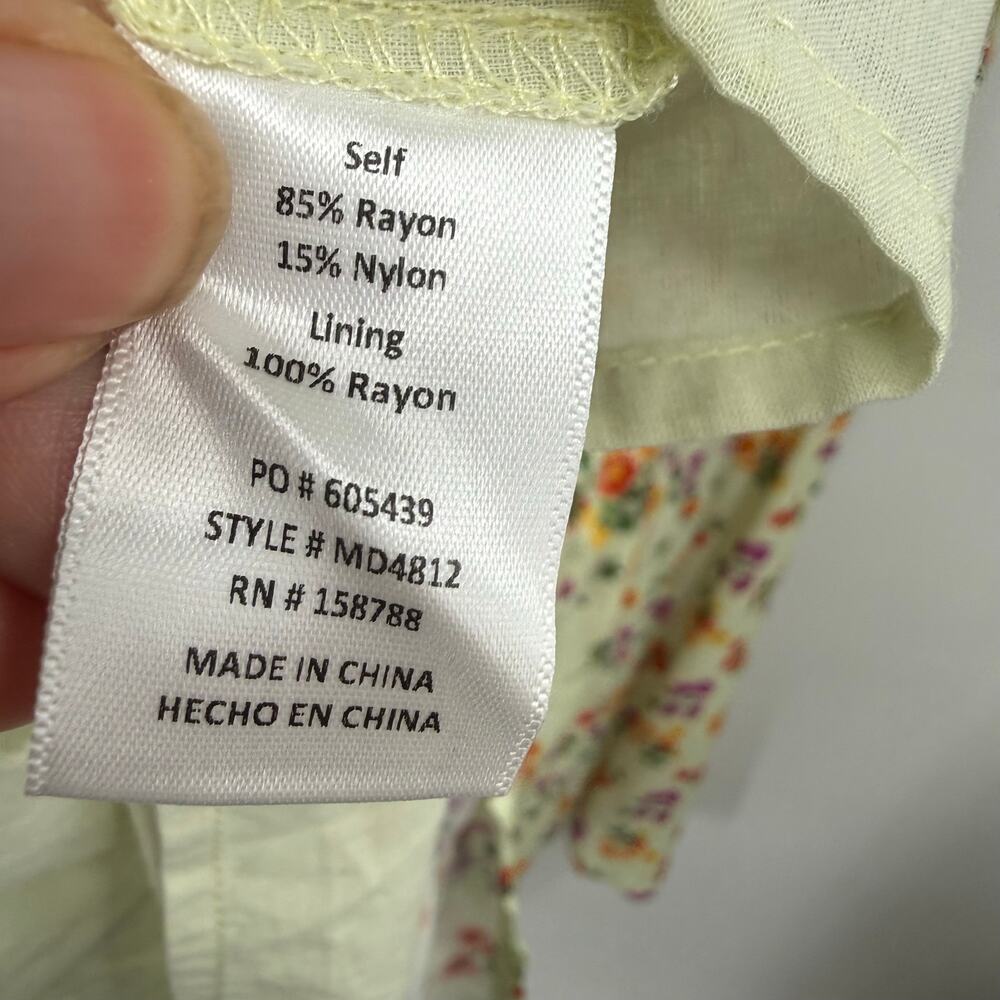Mable Floral Tie Strap Maxi Dress Womens Small Green Open Back Cottagecore Boho - Picture 8 of 9